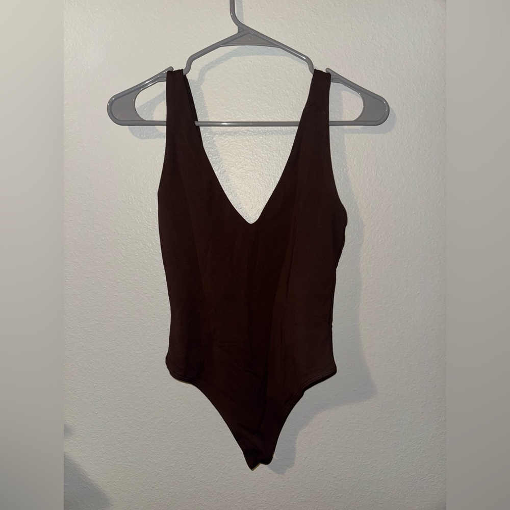 Babaton Dark Brown V-Neck One-Piece